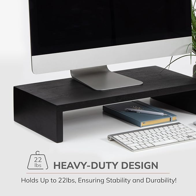 Anji Mountain Wooden Monitor Stand - Elegant Monitor Riser, Perfect Monitor Stand for Desk Organization, Durable Wood Construction monitor stands, Enhances Ergonomics and Workspace Efficiency,Black - Image 8