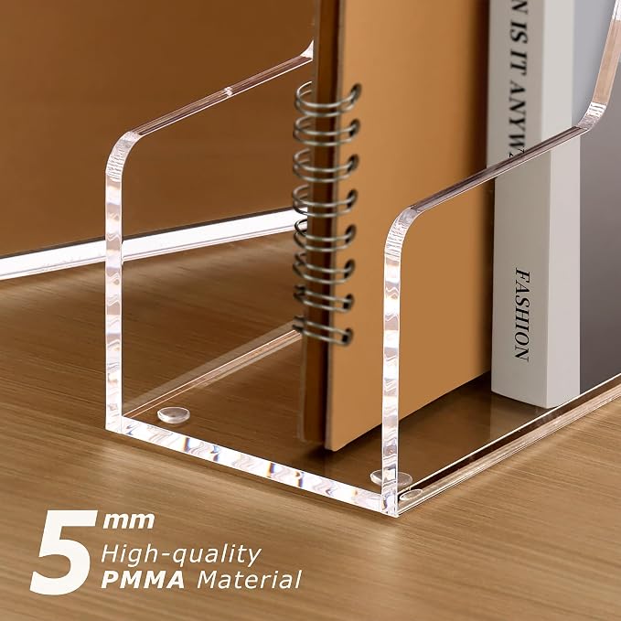 SANRUI 2-Pack Acrylic Magazine File Holder Desk Organizer Magazine Rack, Clear, Vertical File Sorter Holders, 9.45" D x 3.54" W x 10.24" H - Image 5