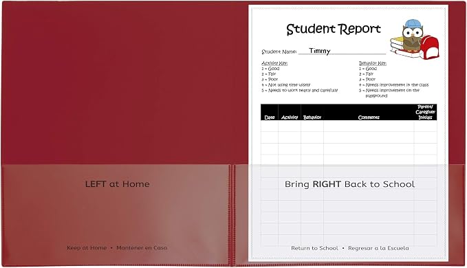 C-Line Classroom Connector School-to-Home Folders, Red, 25 per Box (32004) by C-Line