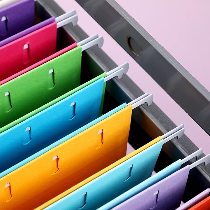 Yaomiao 24 Pack Hanging File Folders, 3 Pleats,Bright Color | Letter Size File Cabinet Folders, with 1/5-cut Adjustable Tabs, Expandable Document Cabinet, Home Desk Office Organization - Image 5