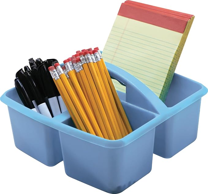 Teacher Created Resources Light Blue Portable Plastic Storage Caddy 6-Pack for Classrooms, Kids Room, and Office Organization, 3 Compartments - Image 2