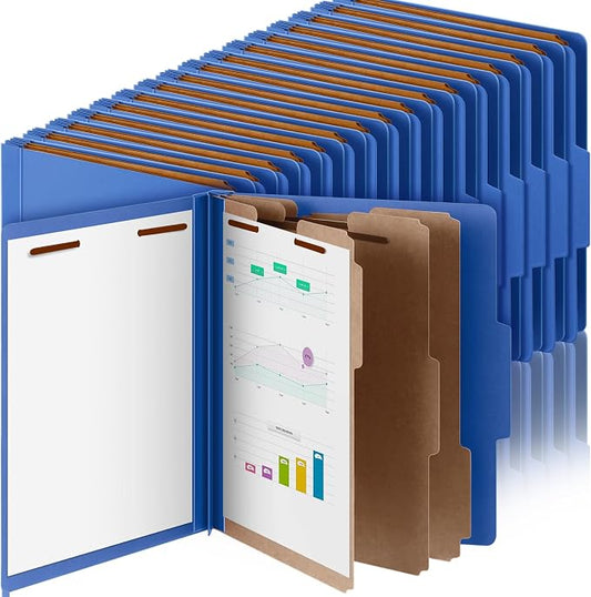 Skyygemm 36 Pcs Classification Folder Letter Size, 3 Divider File,Dark Blue | Back to School Supplies, Pressboard File with Fastener, Expanding Organizer Bulk for School Teacher, Office Employee, Staff by Skyygemm
