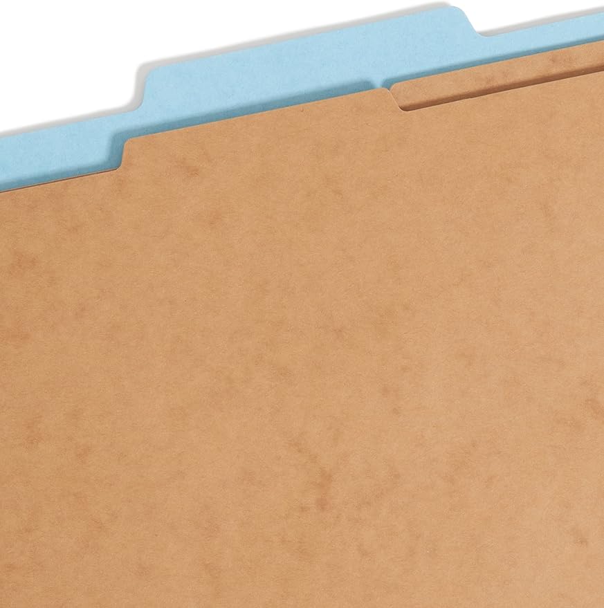 Smead FasTab Hanging Pressboard Classification Folder with SafeSHIELD Fasteners, 2 Dividers, 2/5-Cut Built-in Tab, Letter Size, Blue, 10 per Box (65115) - Image 4