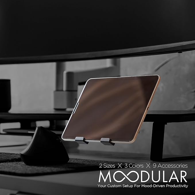 Moodular Tablet Stand Add-On for Slide Rails, Do Not Use Alone | Accessory Only, Fits Tablets & Smart Devices, Hands-Free Viewing, Stable & Sturdy Steel, Felt Padding, Black, MSA-TS - Image 2