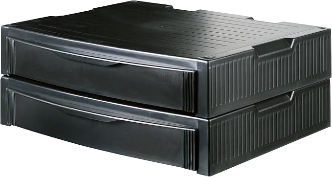 HAN 9250-13, Monitor Stand. Expert Monitor Stand with 1 Drawer, Stable, Stylish and Stackable, Black - Image 3