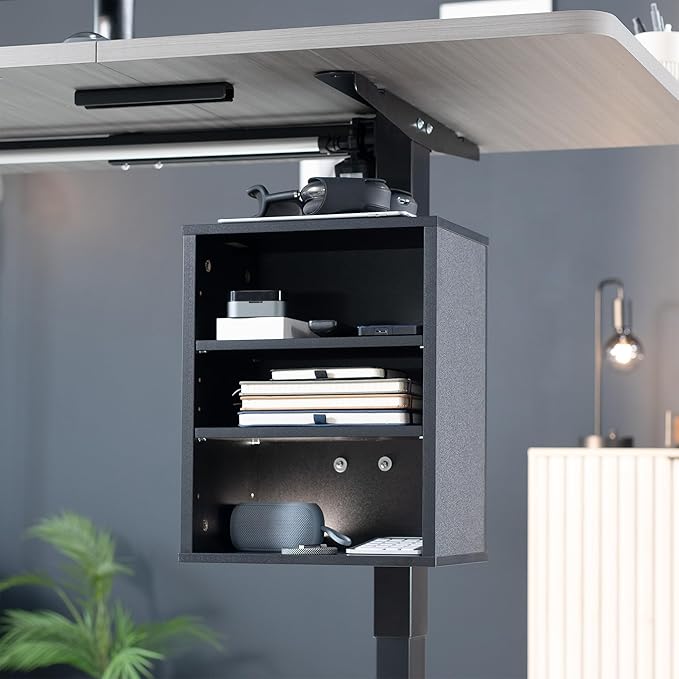 VIVO Black Clamp-on Desk Leg Shelving Unit, Storage Shelves, DESK-SHELF3CL | Multi-Level Storage, Office Accessory Holder for Supplies, Gaming Devices, and More, Workstation Organizer - Image 3