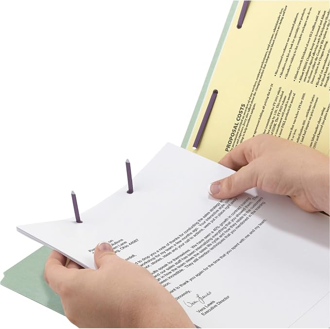 Smead Pressboard File Folder with SafeSHIELD® Fasteners, 2 Fasteners, 1/3-Cut Tab, 2" Expansion, Legal Size, Gray/Green, 25 per Box (19934) - Image 8