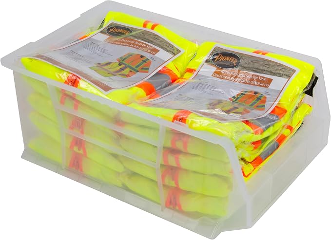 Akro-Mils 30281 Super-Size AkroBins Plastic Storage Bins, Space-Saving Stackable Bins for Garage, Classroom, Warehouse Organization, 20" L x 12" W x 8" H, Clear, 3-Pack - Image 6