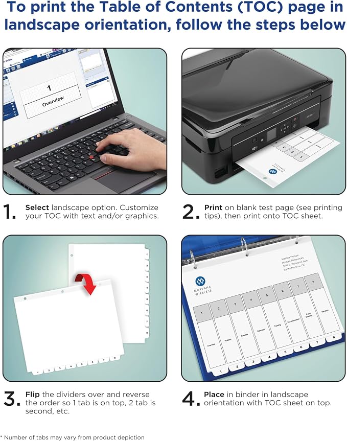 Avery A-Z Dividers for 3 Ring Binders, 26 Tabs per Set, Customizable Table of Contents, Multicolor Tabs, Great for Organizing Reports, Projects, and More (44225), 3 Sets (Pack of 4) - Image 7