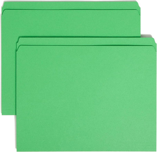 Smead File Folder, Reinforced Straight-Cut Tab, Letter Size, Green, 100 per Box (12110) by SMEAD