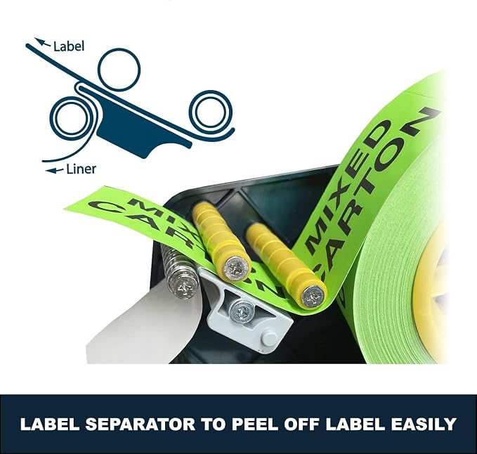 MDJ by Excell Manual Label Sticker Dispenser with 4 Suction Cups Base for Tabletop, Adjustable holder for multiple rolls for Office, Home, School, Warehouse, Easy Peel Off, Fits up to 6.5" Wide Labels - Image 3