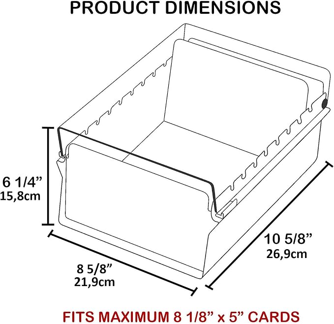 Acrimet 5 X 8 Card File Holder Organizer Box Metal Base Heavy Duty (AZ Index Cards and Divider Included) (Gray Color with Clear Crystal Plastic Lid Cover) | With A-Z Index & Non-Slip - Image 6
