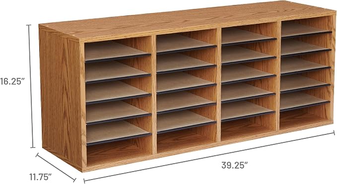 Safco Literature Organizer, 24 Compartments, Office and Classroom Mailbox with Adjustable Shelves, Wood Paper and Mail Sorter, Medium Oak - Image 6