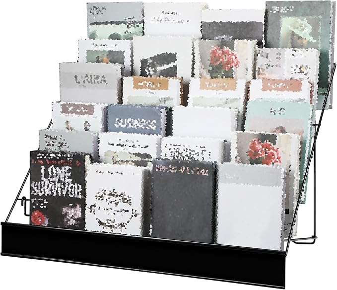 Queekay 6 Tier Wire Countertop Rack black Comic Book Holders Wide Wire Magazine Rack Tabletop Display Stand for Table Top Book Brochure Literature Comic Greeting Card Shelf Holder Stand by Queekay