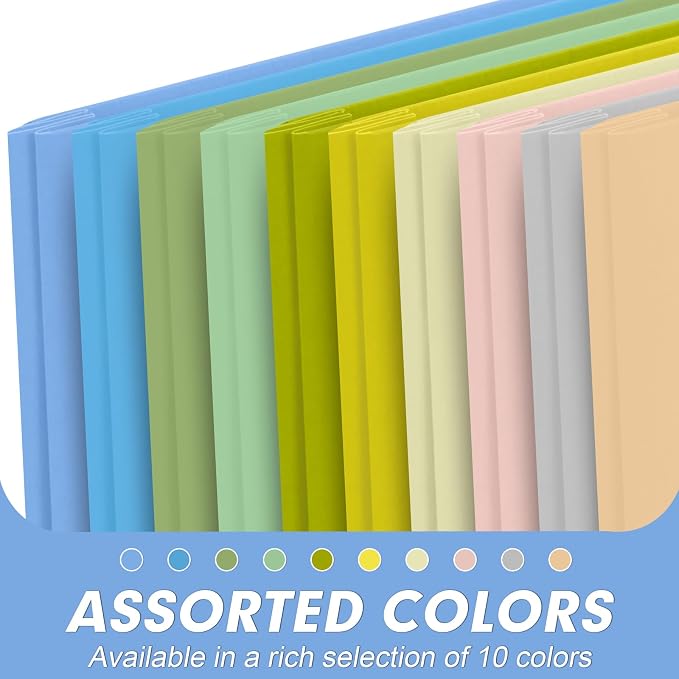 Two Pocket Folders, RAZCC 100 Pack Two Pocket Folders with Prongs, 3 Prong Folders Fit Letter Size Paper, Pocket Paper File Folders for School Office Home Business, Assorted 10 Colors - Image 6