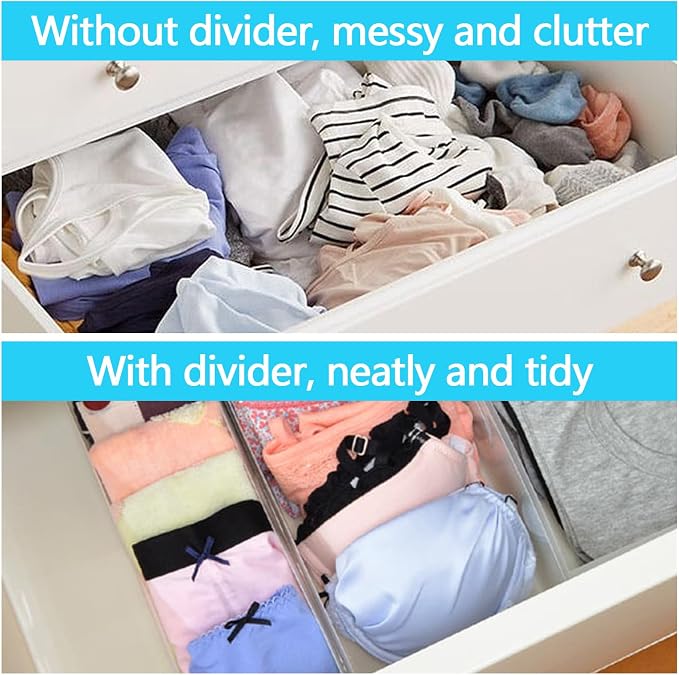 ASelected 6Pcs Drawer Dividers Adjustable Drawer Dividers (27.5-52Cm) Clear Plastic Drawer Dividers Are Used For Bedroom, Clothing, Kitchen Utensils, Bathroom And Office Storage - Image 3