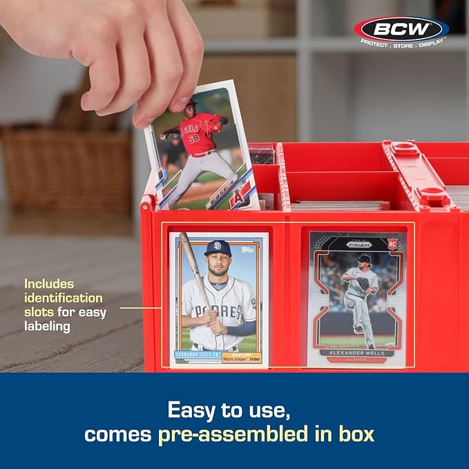 BCW Collectible Card Bin (4-Pack, Red) | Holds 3,200 Cards Each | Includes 4 Dividers Per Bin | Storage for Pokémon, MTG & Sports Cards - Image 4