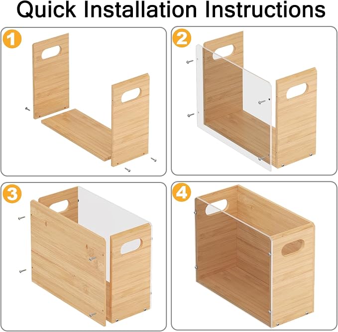 Sbanmao Acrylic Wall File Organizer, Hanging File Folder Organizer with Handle, Bamboo File Box File Crate Storage Box, Portable Filing Organizer for Home Office Classroom (Letter Size, 2 Pack) - Image 7