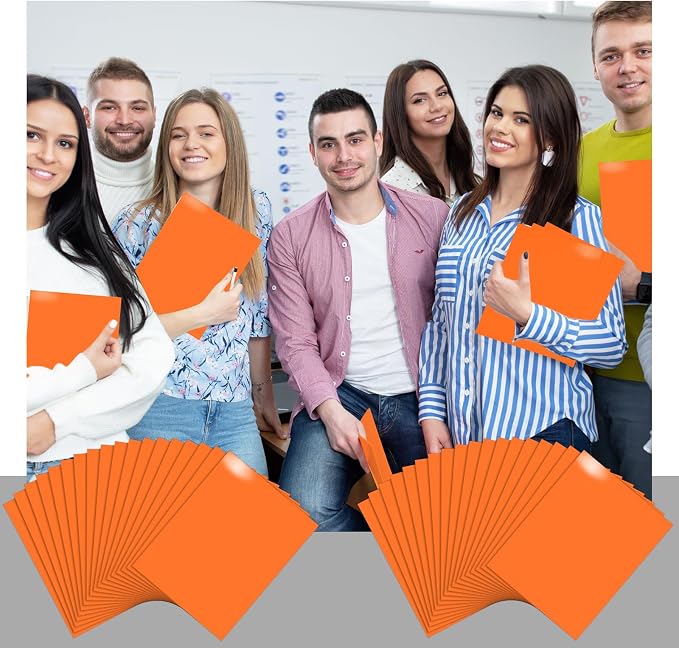 Jutom 50 Pcs 2 Pocket Glossy Paper Folders Glossy Paper Laminated Portfolios, Letter Size, Presentation Folders with Pockets for Office Teacher Worker Supplies (Orange) - Image 6