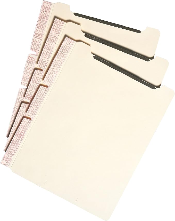 Smead Self-Adhesive Folder Divider, 1" Twin Prong Fastener, Letter Size, Manila, 25 per Pack (68025) by SMEAD