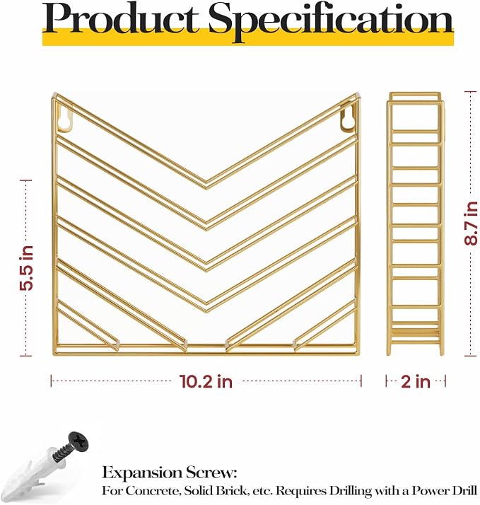CROISSANT Black Wall Mounted File Organizer,Metal Magazine Basket, Concave Wall Mounted Magazine Rack, Suitable for Hanging File Folders for Office Living Room (Golden, 4 Pack) - Image 2