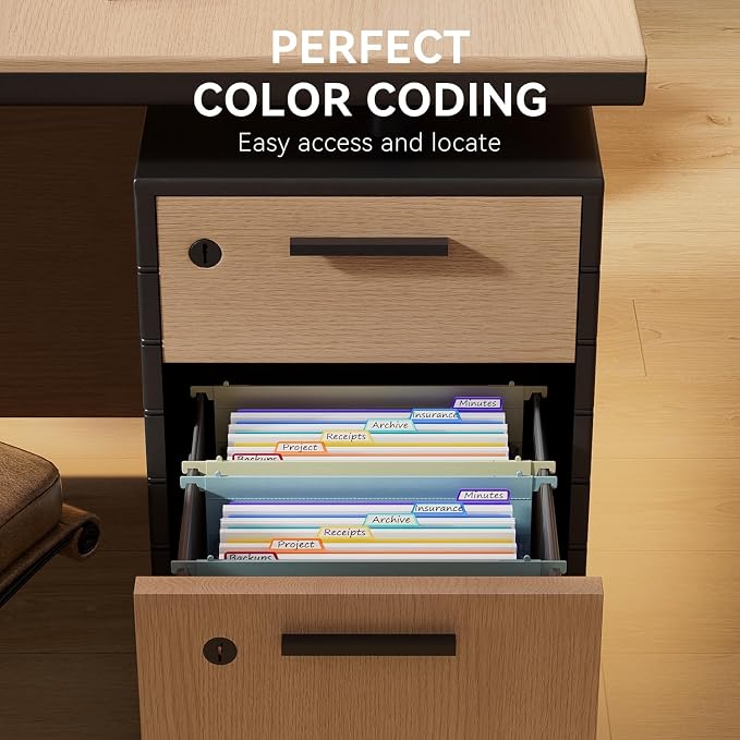ThinkTex Plastic Expanding Hanging File Folders, 7 * 1.2" Accordion Pockets | Large Capacity, Multi-Color Tabs, Letter Size for Filing Cabinet - 3 Packs 3 Colors - Image 5