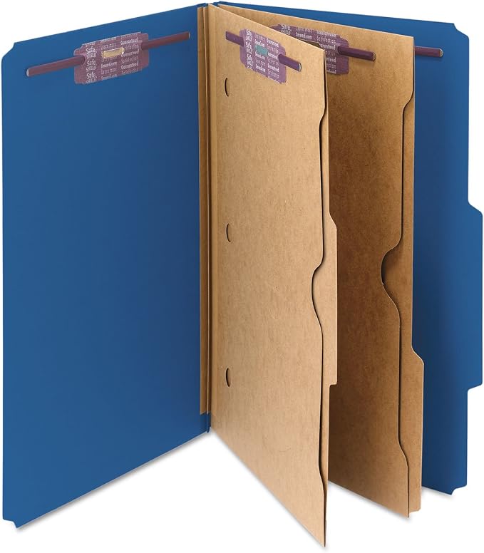 SMEAD Pressboard Classification Folders with Two Pocket Dividers, Legal, Dark Blue, 10 per Box (SMD19077) - Image 5