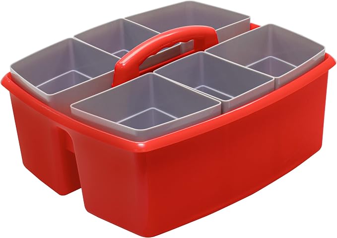 Storex Large Classroom Caddy with Cups, 13 x 11 x 6.575 Inches, Red, Case of 2 (00981U02C) - Image 3