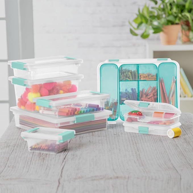 Sterilite Small Clip Box, Stackable Small Storage Bin with Latching Lid, Plastic Container to Organize Office, Crafts, Clear Base and Lid, (Pack of 6) | Storage Containers with Latching Lids for Writing, Arts or Crafts Supplies - Home, Office, Classroo... - Image 4