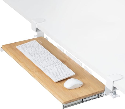 VIVO Real Bamboo Large 27 x 11 in Under Desk Keyboard Tray, MOUNT-KB05O | Keyboard Tray for Typing, Slide Out Platform, Extra Sturdy C-Clamp Mount System, Computer Drawer, Black Frame by Unknown