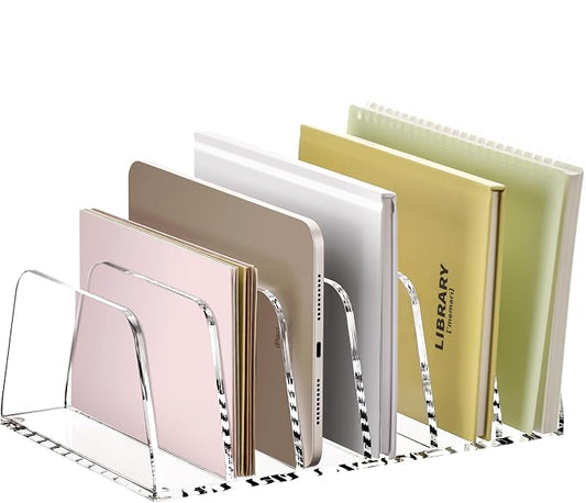 YUXUN Desk File Organizer,6-Section Acrylic Desk Organizer,Vertical File Sorter Holder Organization for Office School & Classroom (Clear - 1Pack) by AcrylicBusinessCardHold