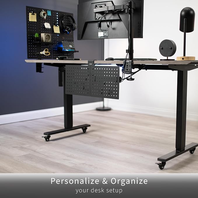 VIVO White Clamp-on 20 x 24 inch Desk Pegboard, PP-DK24W | Steel Privacy Panel, Magnetic Peg Board, Office Accessory Organizer, Above or Under Desk Placement - Image 9