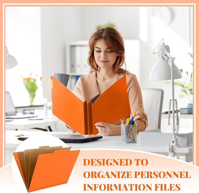 Skyygemm 72 Pcs Classification Folder Letter Size, 3 Divider File,Orange | Back to School Supplies, Pressboard File with Fastener, Expanding Organizer Bulk for School Teacher, Office Employee, Staff - Image 4