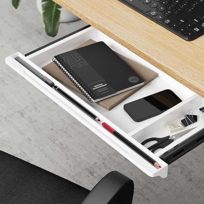 Under Desk Mounted Sliding Drawer to pull out, Attachable Desk Pencil Drawer Ball-Bearing Slides - Image 7