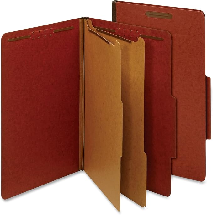 Globe-Weis Classification Folders, Legal Size, 2 Dividers, 6 Embedded Fasteners, Red, 10 Folders per Pack (29075) by Globe-Weis