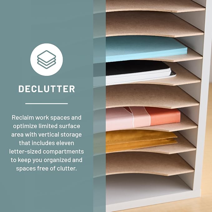 Safco Vertical Literature Organizer, 11 Compartments, Office and Classroom Mailbox with Adjustable Shelves, Wood Paper and Mail Sorter, Modern Gray - Image 3