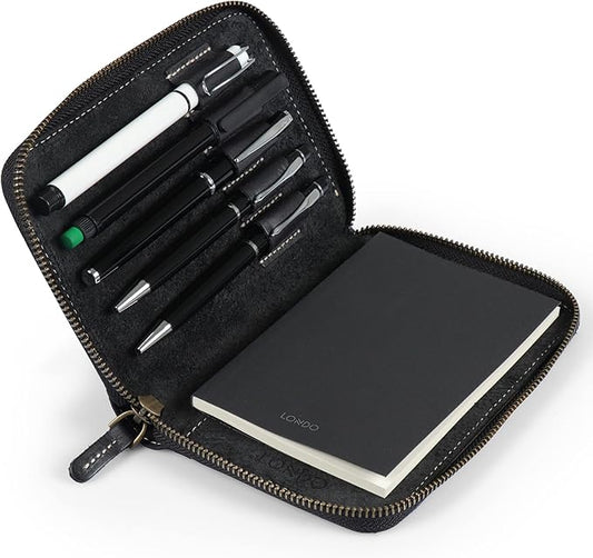 Londo Genuine Leather Padfolio – Portfolio Folder with Pencil Holder, Notepad & Zipper Closure for Business, Office & Travel