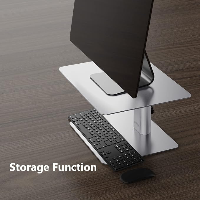 Nillkin Monitor Stand for Desk, Adjustable Height Computer Monitor Stand | Ergonomic Aluminum Computer Stand for Desktop | iMac, Studio Display XDR, Dell, HP, Lenovo, Other Screen Display | Silver - Image 4