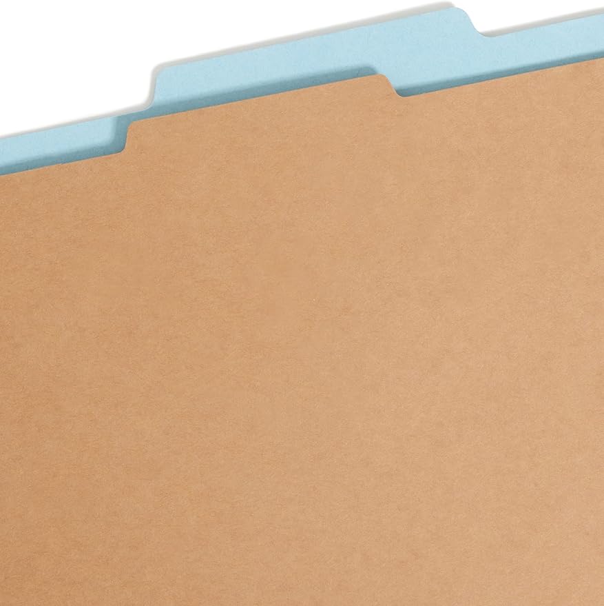 Smead FasTab Hanging Pressboard Classification Folder with SafeSHIELD Fasteners, 1 Divider, 2/5-Cut Built-in Tab, Letter Size, Blue, 10 per Box (65105) - Image 4