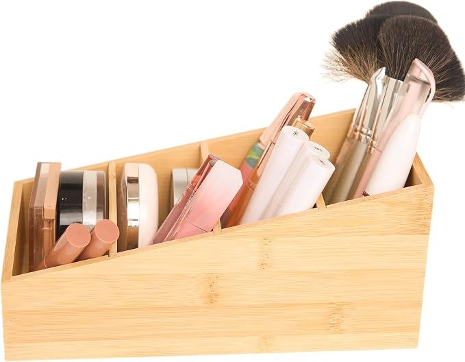 2 Pack Bamboo Snack Organizer, 4 Section | 360° Rotating, Art Supply Holder & Office Storage Caddy, For Colored Pencils, Crayons, Paintbrushes - Image 8