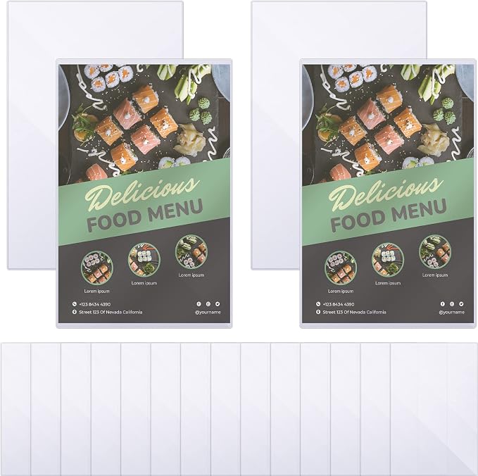 15 Pcs 11" x 17" Rigid Print Protectors, Heavy Duty Hard Plastic Sheet Page Protectors Crystal Menu Holder Clear Poster Sleeve Top Loading Frame for Magazine Photo Paper Poster Prints by Henoyso