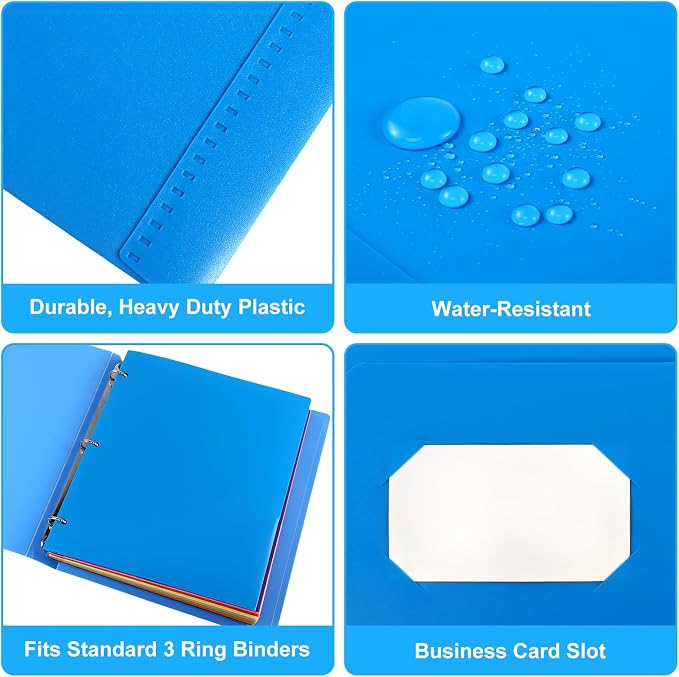 Cholemy 72 Pack 2 Pocket Folders with 3 Holes Punch Plastic Folder for 3 Ring Binder Heavy Duty Folders Pocket Folders for Letter Size Paper, Office(Assorted Colors) - Image 3