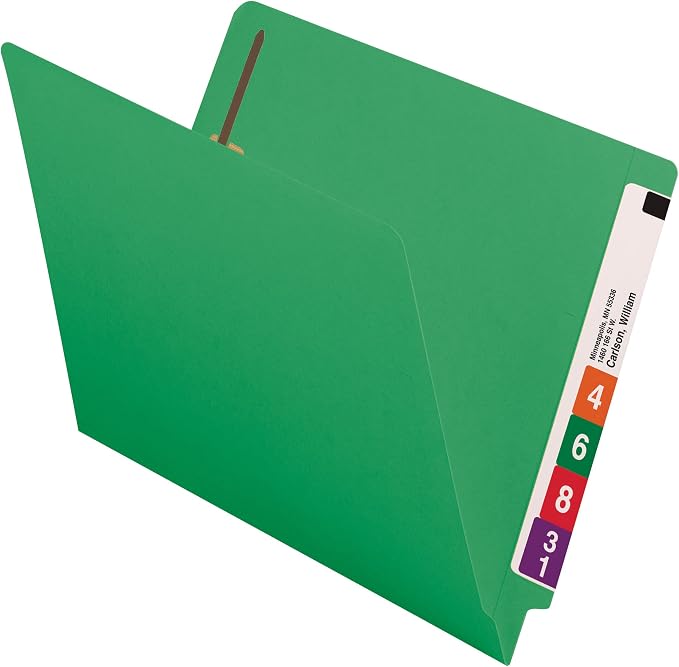 Smead End Tab Fastener File Folder, Shelf-Master® Reinforced Straight-Cut Tab, 2 Fasteners, Letter Size, Green, 50 per Box (25140) - Image 3