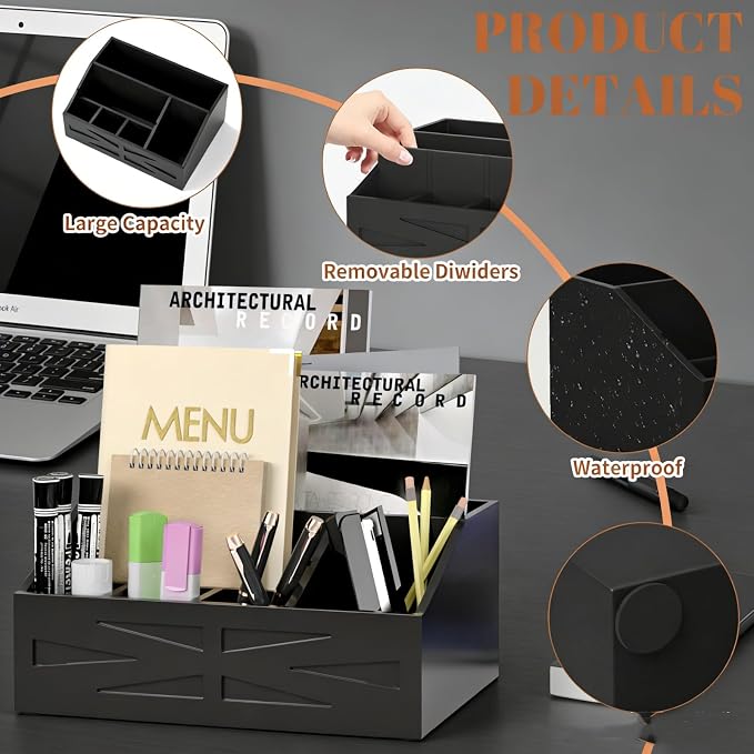 Large Mail Organizer Countertop,Farmhouse Desk and Kitchen Countertop Storage, Letter Sorter, Desk Mail and Bill Organizer, Desktop File and Paper Holder - Image 4