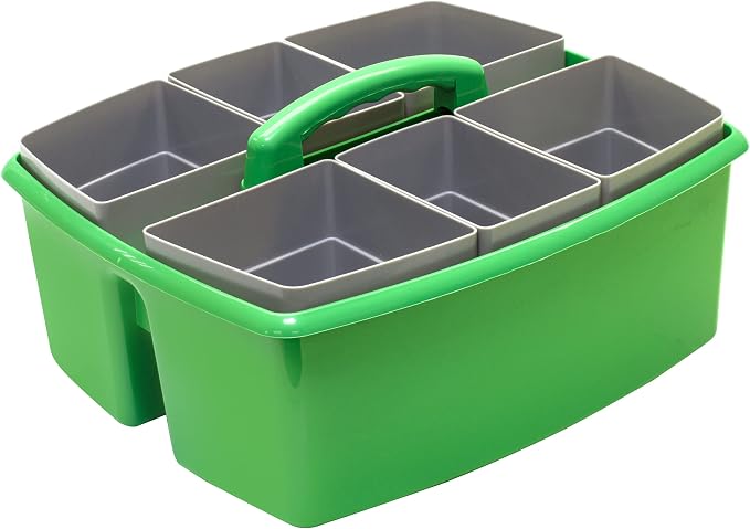 Storex Large Classroom Craft Caddy with Cups, 13 x 11 x 6.575 Inches, Green, Case of 2 (00983A02C) - Image 3