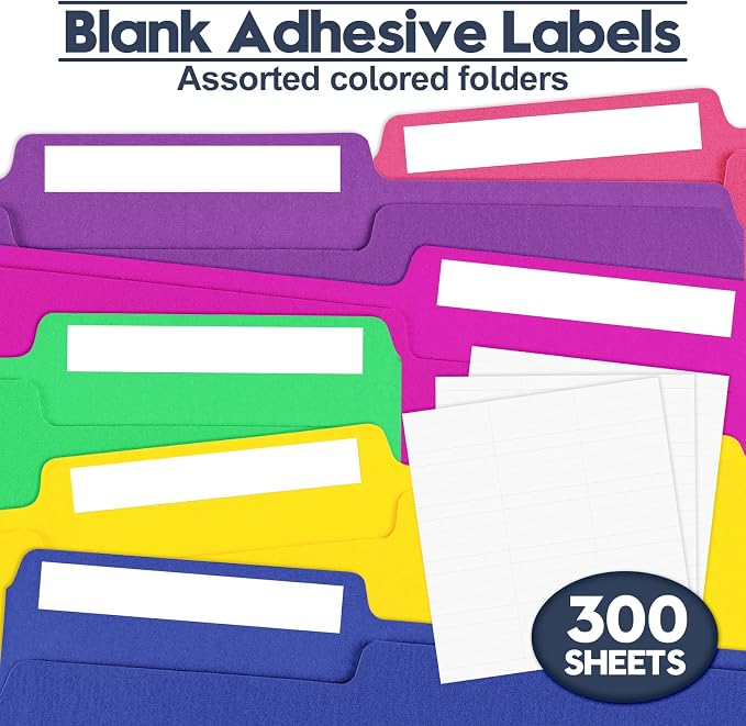 File Folders,150 Pack Colored File Folders Letter Size,8.5" x 11",1/3 Cut Tab Bulk Durable Paper Folders with Blank Labels,Assorted 6 Colors Folders for Office Business School Home Use - Image 5
