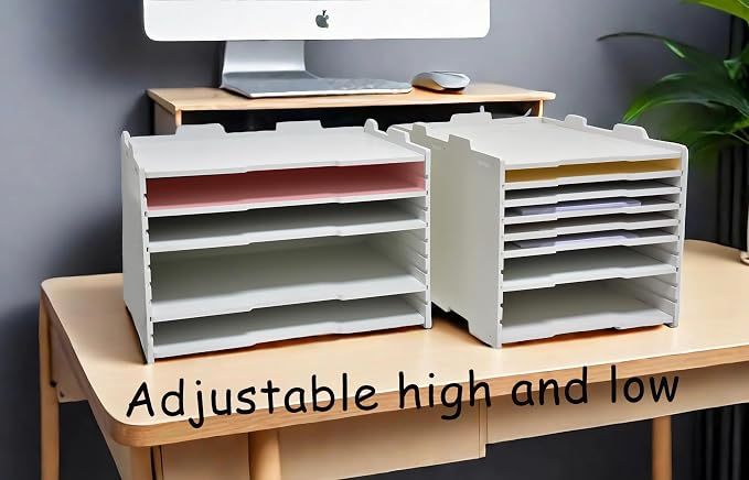 13" L × 18 1/8" W × 12 9/16" H Vertical Deep Letter Tray, Multi-Tier Desktop File Organizer, Paper Document Mail Sorter for Home Office Classroom – White(9 Tier-Portrait) - Image 3
