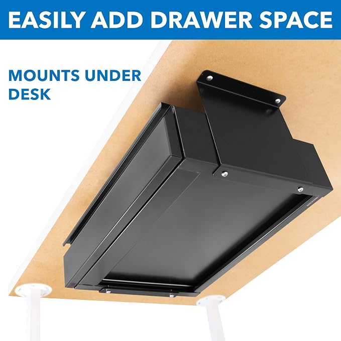 Mount-It! Hidden Under Desk Pull-Out Drawer with Shelf, Heavy-Duty Steel Under Table Storage Organizer, Smooth Slide Track, Fits Desks Over 0.71″ Thick, 11 lb Capacity - Image 7