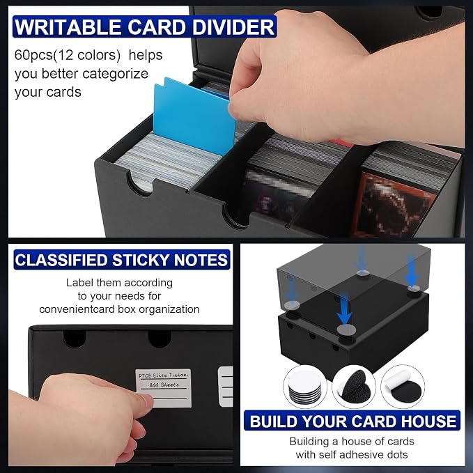AOBOPLE Trading Card Storage Box,15000+ Cardboard Sports Card Boxes | Bulk Card Boxes with 60 Card Dividers,Labels +Tape,Stackable,Card Organizer for MTG TCG PTCG Sport Cards - Image 4