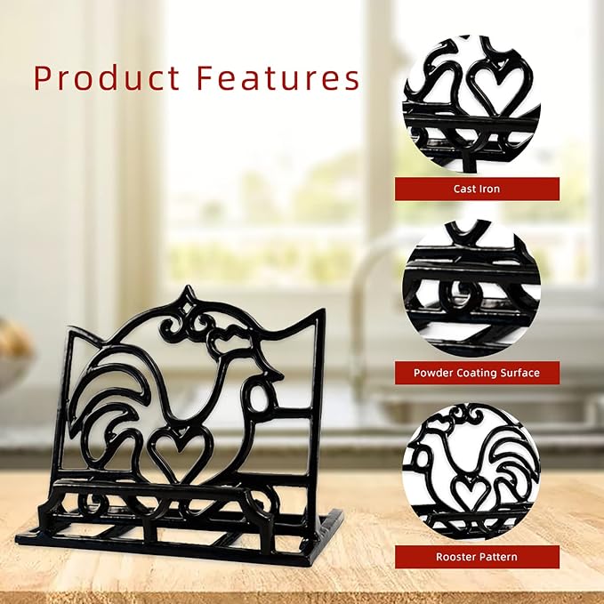 Cookbook Stand, Cast Iron Heavy-Duty Recipe Book Holder, Kitchen Vintage Recipe Book Holder, Reading Rest Holder for Easel/Counter/Books/Magazine/iPad/Bible, Coffee Gold - Image 3